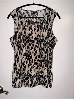 East 5th Beige and Black Leopard-Print Sleeveless Tank